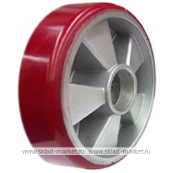 Алюминиевое рулевое колесо с полиуретаном для гидравлических тележек <nobr> Wheel AL-PU 180x50</nobr>