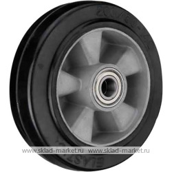 Алюминивое рулевое колесо с литой черной резиной для гидравлических тележек <nobr> Wheel AL-R 180x50</nobr>